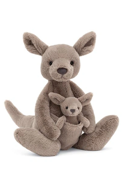 Jellycat Kara Kangaroo & Baby Kangaroo Stuffed Animals In Beige