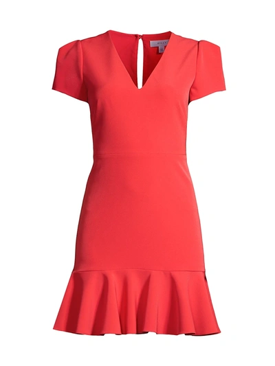 Milly Puffed-sleeve Mini Dress In Ruby