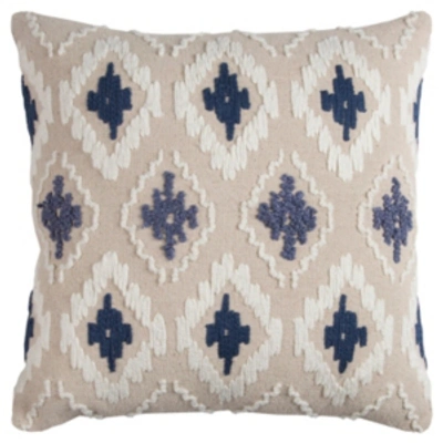 Rizzy Home Ikat Polyester Filled Decorative Pillow, 20" X 20" In Blue