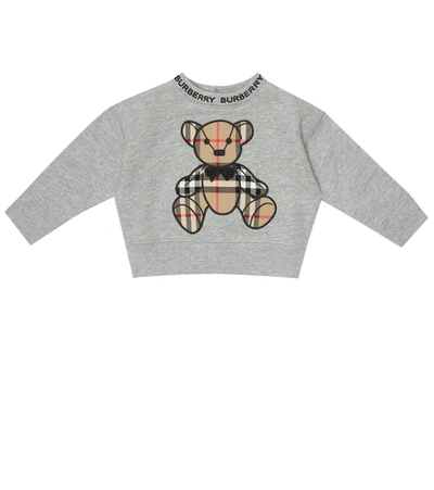 Burberry Baby Thomas Bear Cotton Sweatshirt In Grey