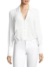 L Agence Naomi Button-loop Silk Blouse In Ivory