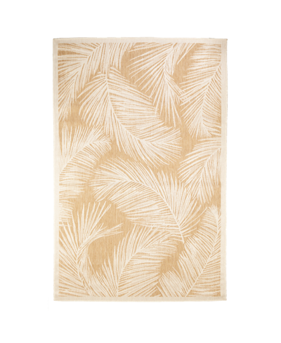 Liora Manne Carmel Fronds 4'10" X 7'6" Outdoor Area Rug In Sand