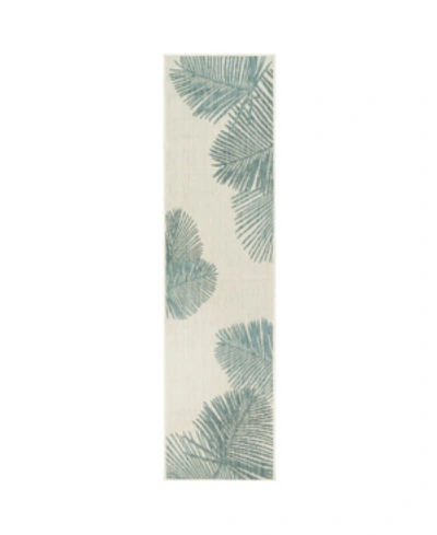 Liora Manne Carmel Palm 1'11" X 7'6" Runner Rug In Aqua