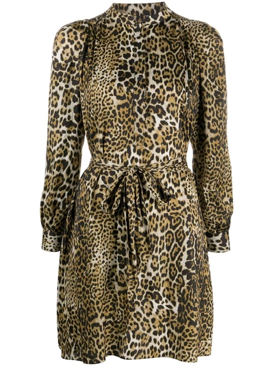 Zadig & Voltaire Retouch Leopard Print Long Sleeve Dress In Naturel