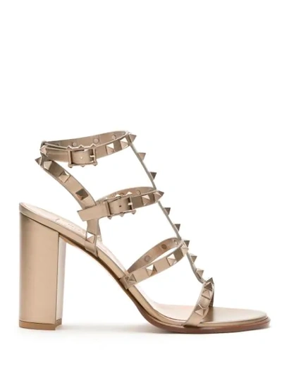 Valentino Garavani Rockstud Caged-style Sandals In Grey