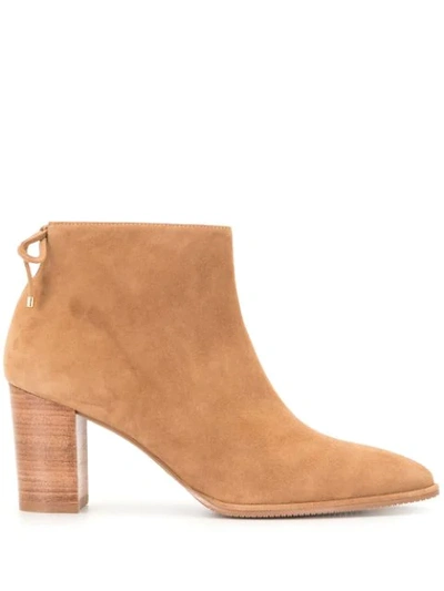 Stuart Weitzman Gardiner Block-heel Ankle Boots In Brown