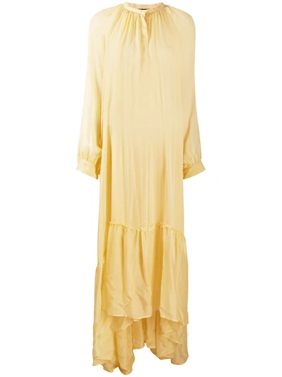 Ann Demeulemeester Semi-sheer Silk Maxi Dress In Yellow