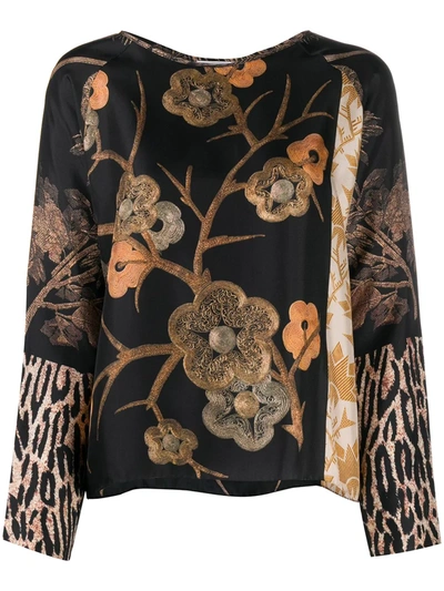 Pierre-louis Mascia Floral And Animal Print Shirt In Black