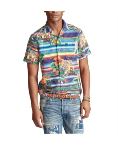 Polo Ralph Lauren Men's Custom Fit Floral-serape Shirt In Yacht Blue / White