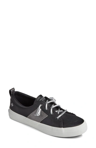 Sperry Crest Vibe Slip-on Sneaker In Black/ Silver Faux Leather