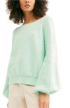 Free People Found My Friend Boucle Pullover In Sea Glass