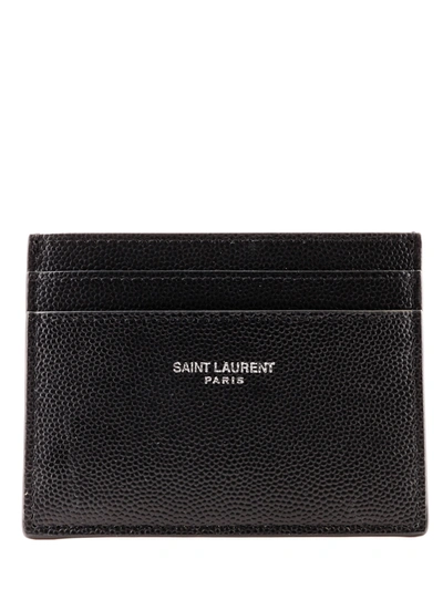 Saint Laurent Leather Card Holder In Black