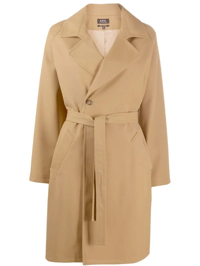 Apc Belted Trenchcoat In Brown