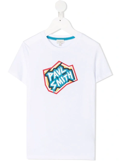 Paul Smith Junior Kids' Logo Print Cotton Jersey T-shirt In White