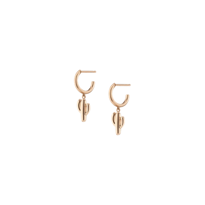Aurate Gold Cactus Huggie Earrings In Gold/ Pink