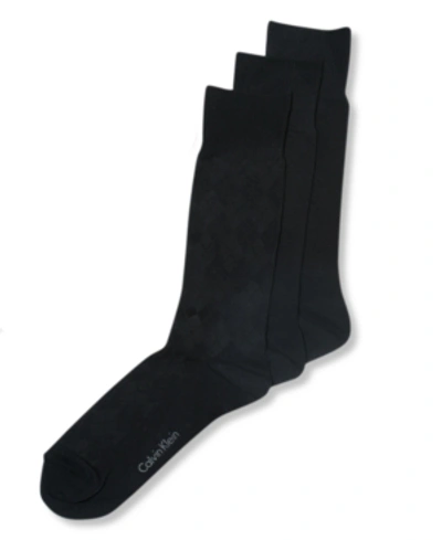 Calvin Klein Men's Socks, Rayon Dress Men's Socks 3 Pack In Black