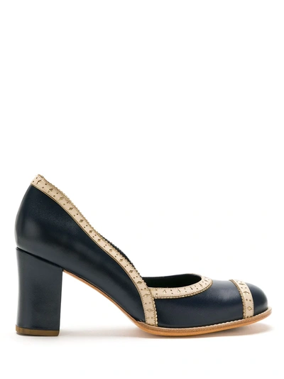 Sarah Chofakian Leather Trust Pumps In Blue
