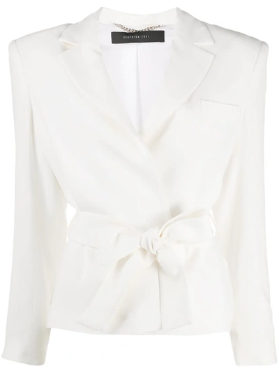 Federica Tosi Tie-waist Single-breasted Blazer In White