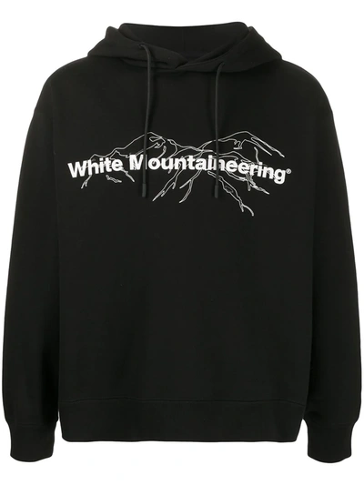 White Mountaineering Logo Print Hoodie In Black