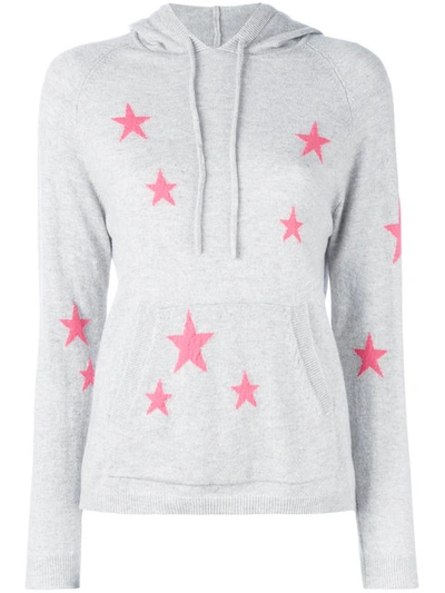 Chinti & Parker Cashmere Star Printed Hooded Sweater In Grey