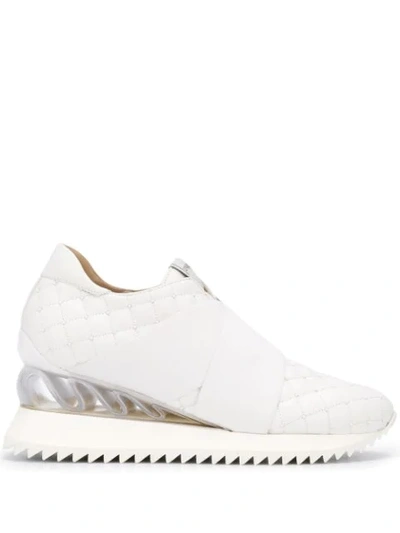 Le Silla Quilted Leather Flatform Trainers In White