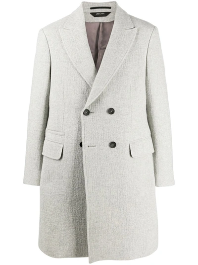 Z Zegna Double-breasted Wool Coat In Grey