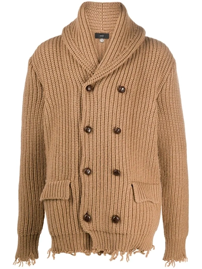 Alanui Double-breasted Raw-edge Cardigan In Brown