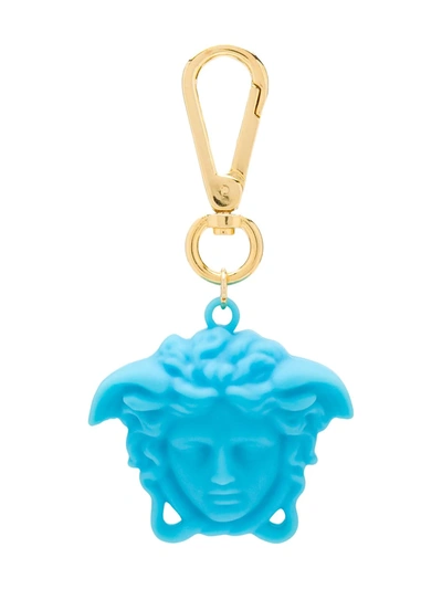 Young Versace Kids' Medusa Head Keychain In Blue