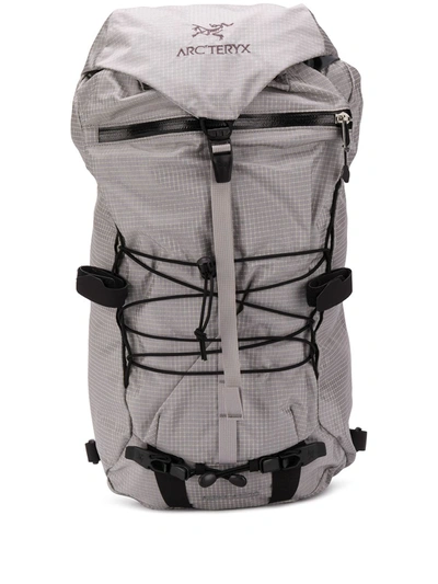 Arc'teryx Logo Print Buckled Backpack In Grey