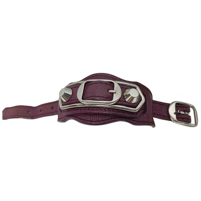 Pre-owned Balenciaga Leather Bracelet In Purple