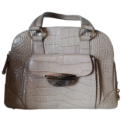 Pre-owned Lancel Adjani Leather Handbag In Beige