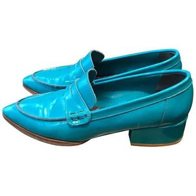Pre-owned Junya Watanabe Turquoise Patent Leather Flats