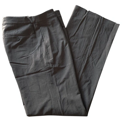 Pre-owned Lauren Ralph Lauren Wool Straight Trousers In Grey