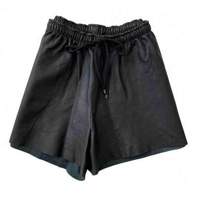 Pre-owned Bassike Leather Shorts In Black