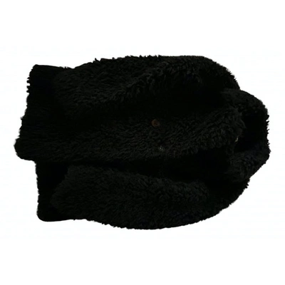 Pre-owned Sandro Faux Fur Coat In Black