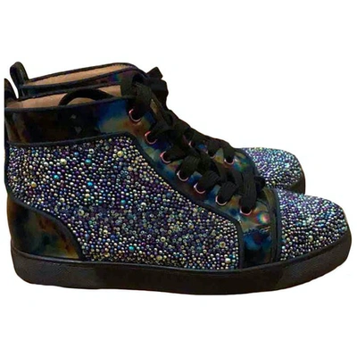 Pre-owned Christian Louboutin Louis Black Glitter Trainers