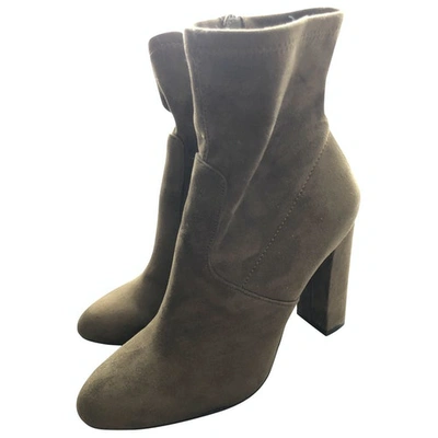 Pre-owned Steve Madden Cloth Ankle Boots In Khaki