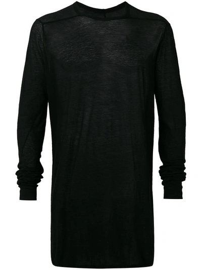 Rick Owens Level Cropped Cotton T-shirt In Nero