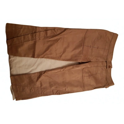 Pre-owned Pinko Chino Trousers In Camel