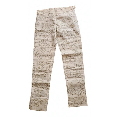 Pre-owned 120% Lino White Cotton Trousers