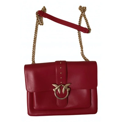 Pre-owned Pinko Love Bag Leather Crossbody Bag In Red