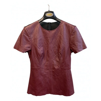 Pre-owned Bec & Bridge Leather Top In Burgundy