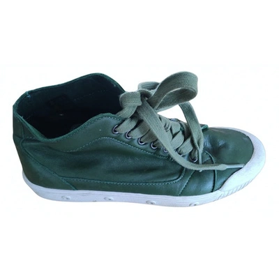 Pre-owned Spring Court Leather Trainers In Green
