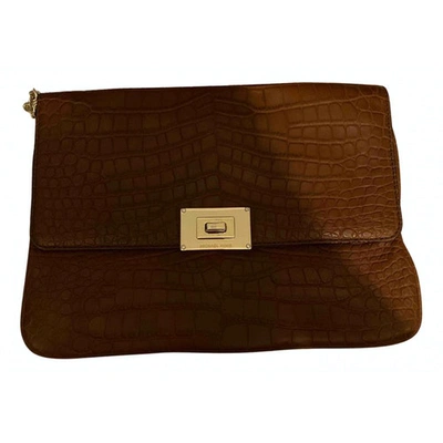 Pre-owned Michael Kors Camel Crocodile Clutch Bag