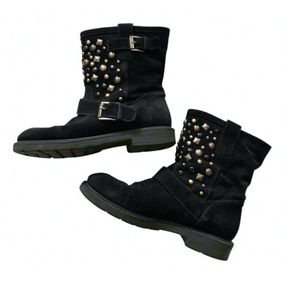 Pre-owned Janet & Janet Biker Boots In Black