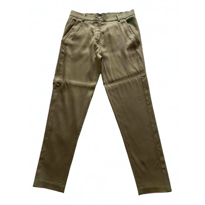Pre-owned Pinko Straight Trousers In Khaki