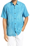 Tommy Bahama Tahitian Border Classic Fit Silk Shirt In Pool Party Blue