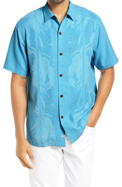 Tommy Bahama Tahitian Border Classic Fit Silk Shirt In Pool Party Blue