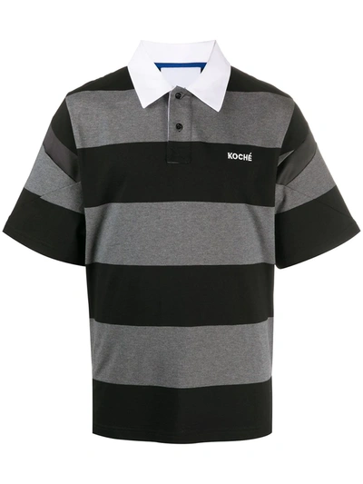 Koché Horizontal-stripe Polo Shirt In Black