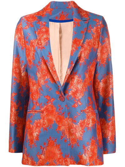 Koché Lace Applique Blazer In Blue